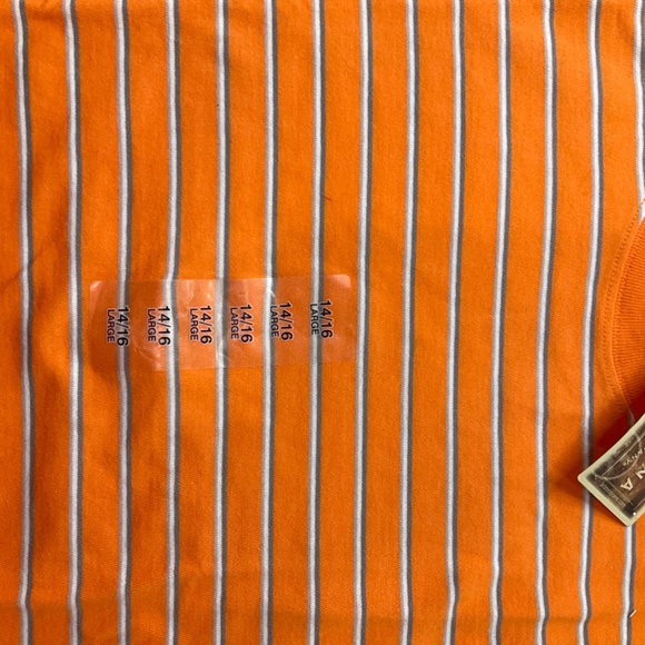 T-SHIRT ARIZONA JEAN COMPANY - BRAND NEW with TAGS Stickers  - ORANGE & Stripes - Picture 5 of 12